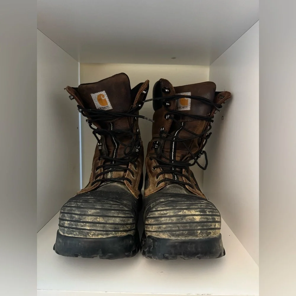Carhartt work boot size 9 brown black 10” inch composite toe waterproof
